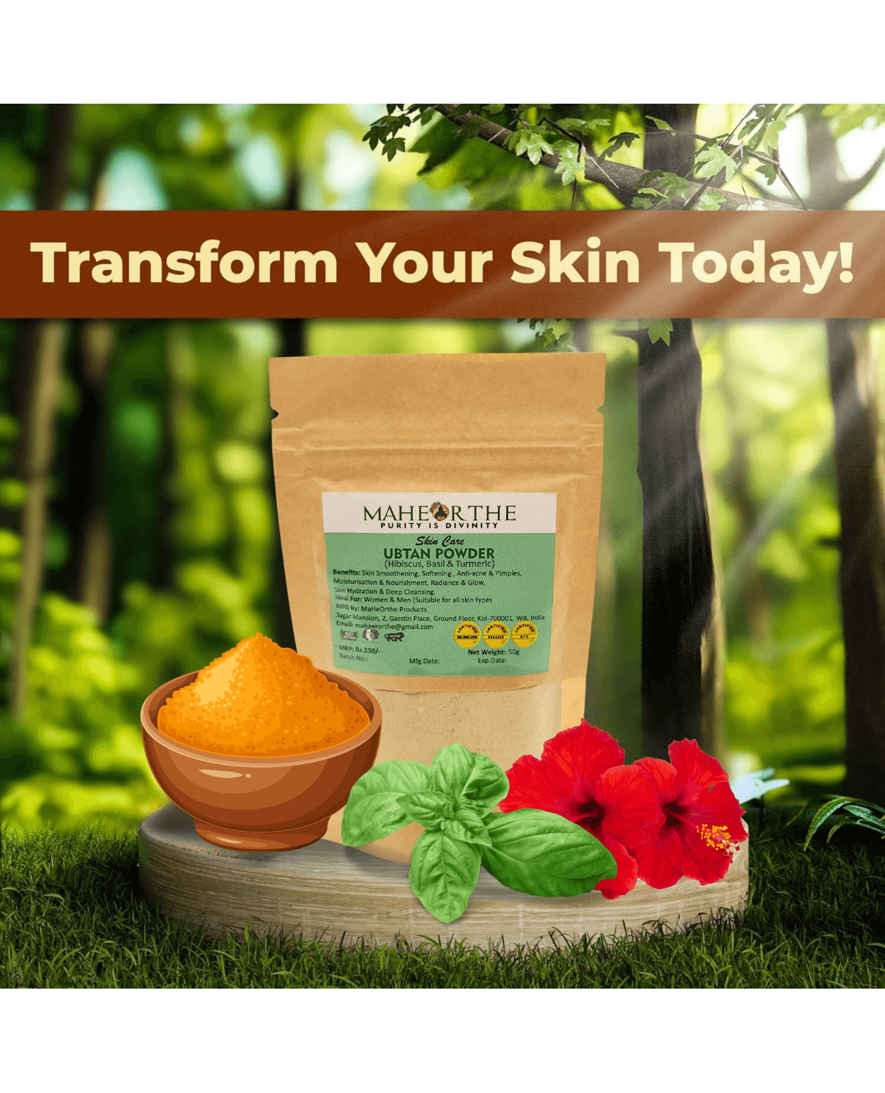 Ubtan (Hibiscus, Turmeric, & Basil) (50 gms)